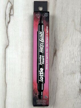 Lottie London Harley Quinn Jumbo Heart Stamp & Eyeliner Duo Black 0.11oz NIB NEW